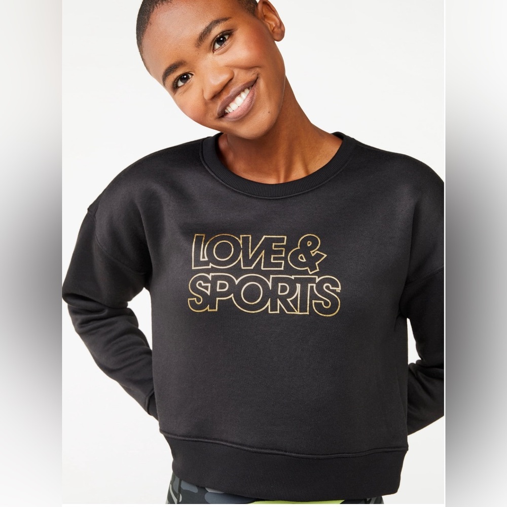 Love and Sports Cropped Sweatshirt Long Sleeve Fleece Sweater 2XL